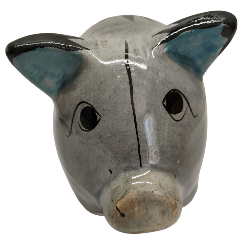 Vintage Mexican Piggy Bank Hand Crafted Ceramic Painted Signed G-3 - Picture 4 of 12